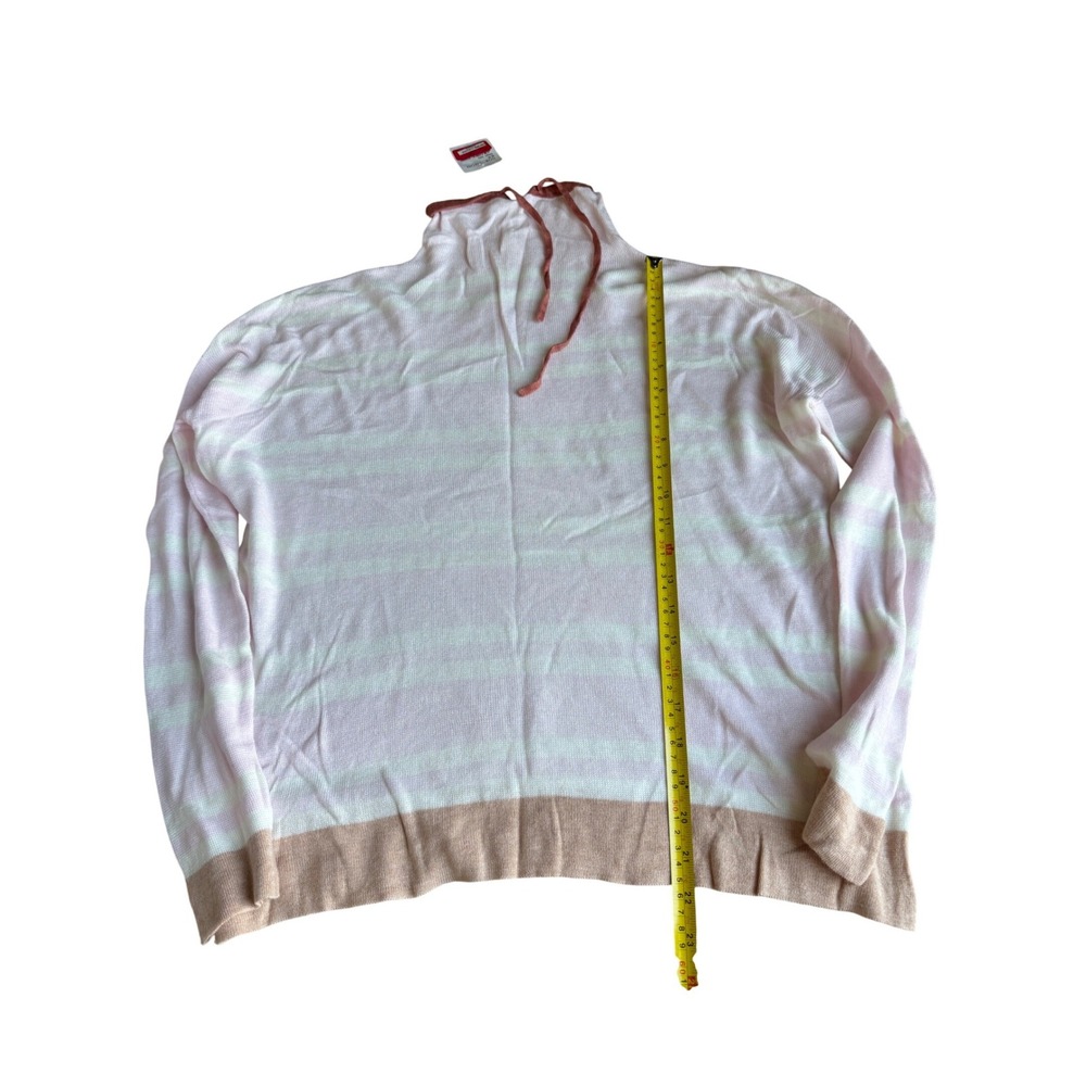 NWT Lou & Grey Womens Pink Striped Funnel‎ Neck Drawstring Knit Sweater Size M